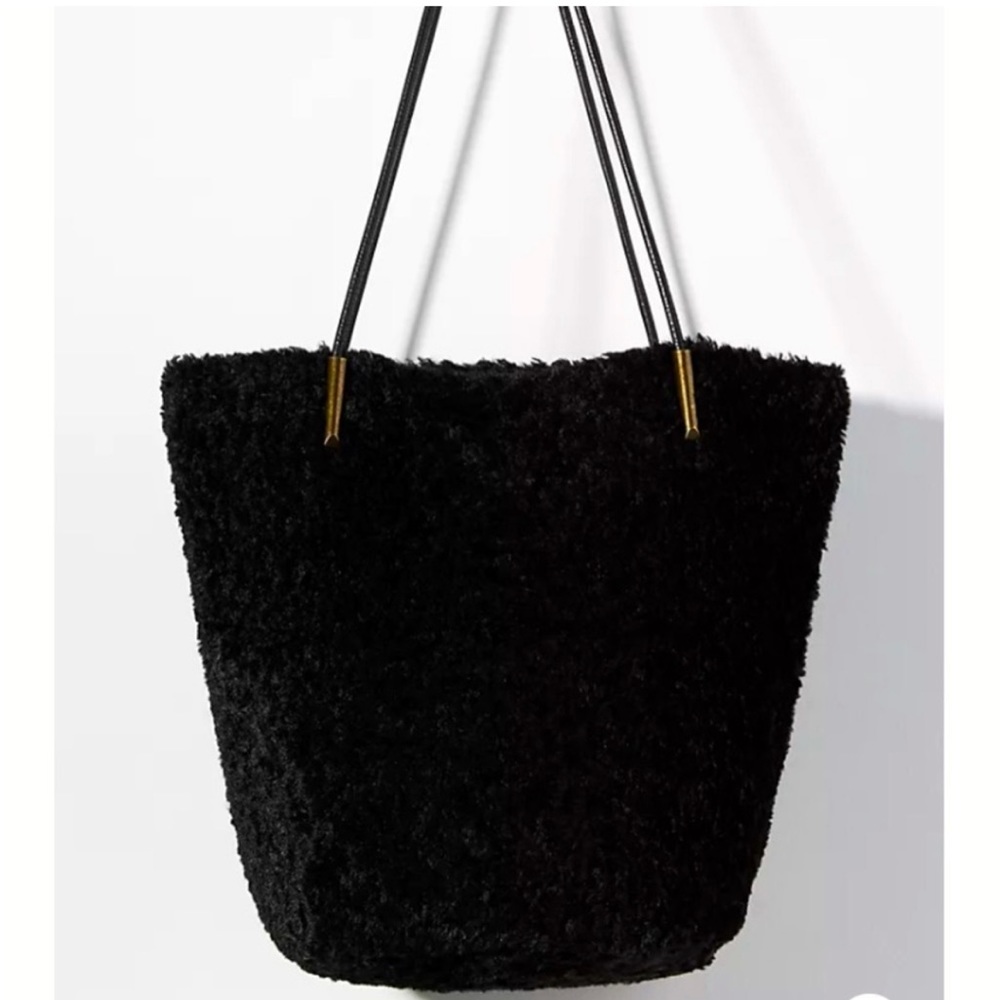 Anthropologie Sherpa Akimbo Tote Bag Black